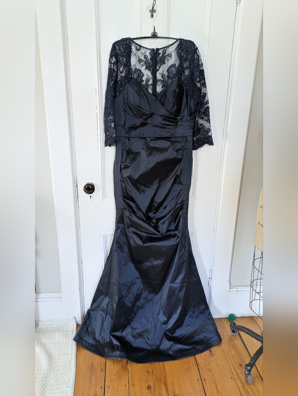 NWT Teri Jon 12 Blue Ruched Mother Of The Bride Groom Gown